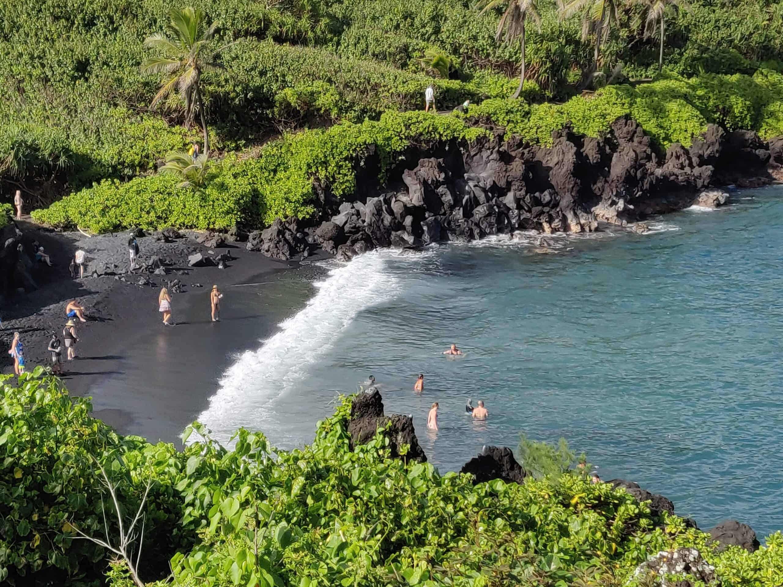 Black sand beach on the road to Hana should be a must visit in the 5 day itinerary